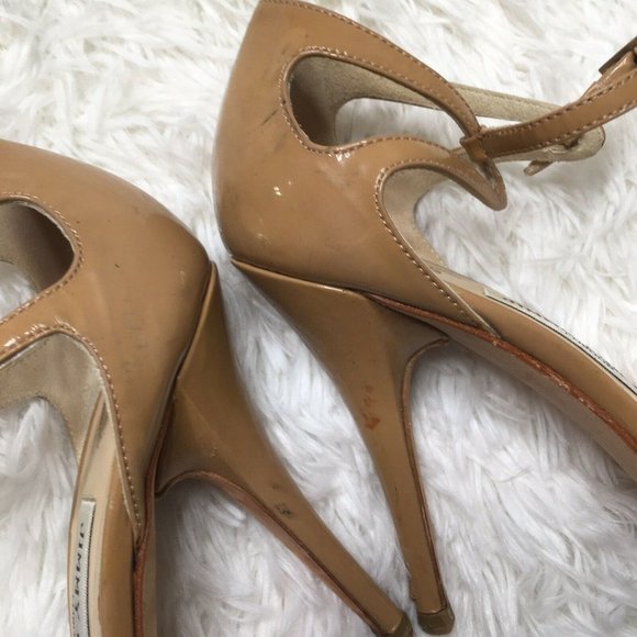 Jimmy Choo 40 US 10 Nude Open Toe Beige Heels - Picture 9 of 10